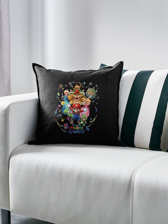 Mario Galaxy Kids Throw Pillow Couch Black 100% Cotton Filling 50x50cm