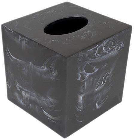 Tissue Box Square Tissue Holder Black Marble Effect 13.5x13.5x14.5 Cm