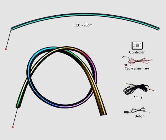Universal Ambient Lights Windshield Rgb Acrylic 2 In 1 Dynamic Symphony Effect Bluetooth App Button Control
