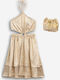 Girls Dress Beige Gold