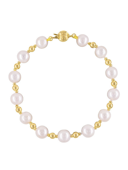 14K Gold Bracelet White Pearl Elements B1252334