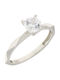 Einzelner Steine Ring aus Weißgold 14K mit Zirkon