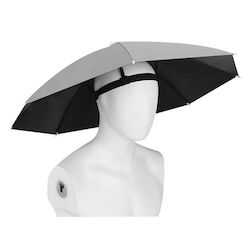 Cap Umbrella Flippy 69 Cm Diameter Elastic Headband Uv Rain Protection Gray