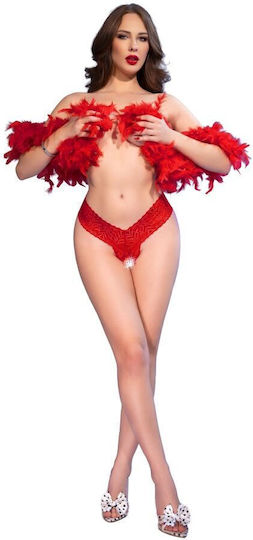 Chilirose Cr 4885 Red Open-crotch Thongs