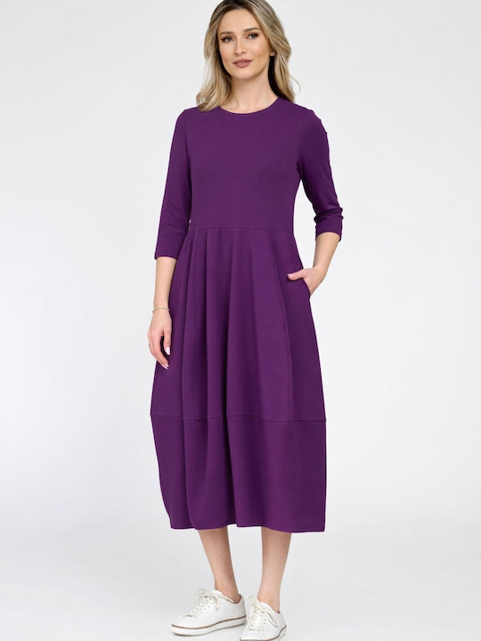 Midi Damenkleid Gestrickt Lila