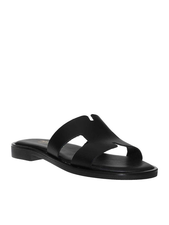 Malena Leather Women's Flat Sandals Black