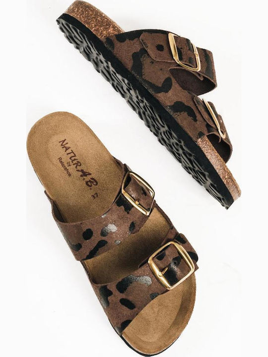 Adam's Shoes Δερμάτινα Γυναικεία Σανδάλια Καφέ