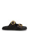 Dermatina Flache Sandalen für Damen Schwarz