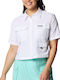 Pfg Women's Summer Short Sleeve White Blouse