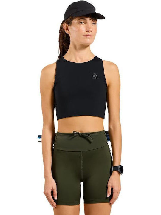 Xalp Γυναικείο Crop Top Αμάνικο με Φερμουάρ Μαύρο