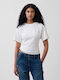 Women's Crop Cotton Short Sleeve White Top