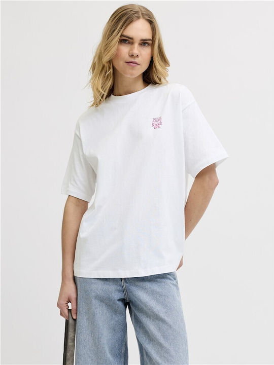Jack & Jones Дамска Crop Тениска Бяла
