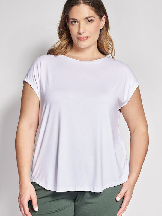 Bluza Damă Mâneci Scurte Albă