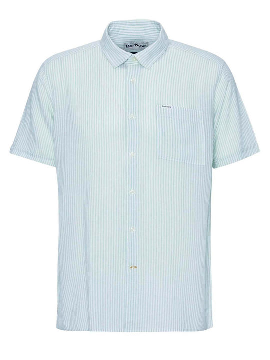 Barbour Short Sleeve Striped Green Shirt