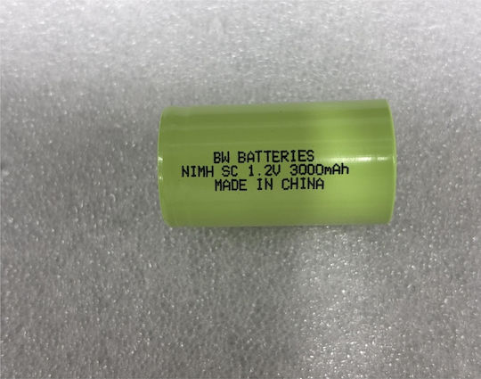 BW Batteries Επαναφορτιζόμενη Μπαταρία Sub-C Ni-MH 3000mAh 1.2V