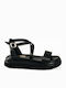 Flatforms Σταυρωτά Δερμάτινα Λουράκια Μαλακό Πέλμα Μαύρο