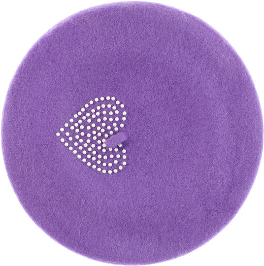 Beretă De Lână Pentru Femei ButicCochet Design Cu Perle Mărime Unică Violet Bsc836