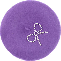 Beretă De Lână Pentru Femei ButicCochet Design Cu Perle Mărime Unică Violet Bsc837