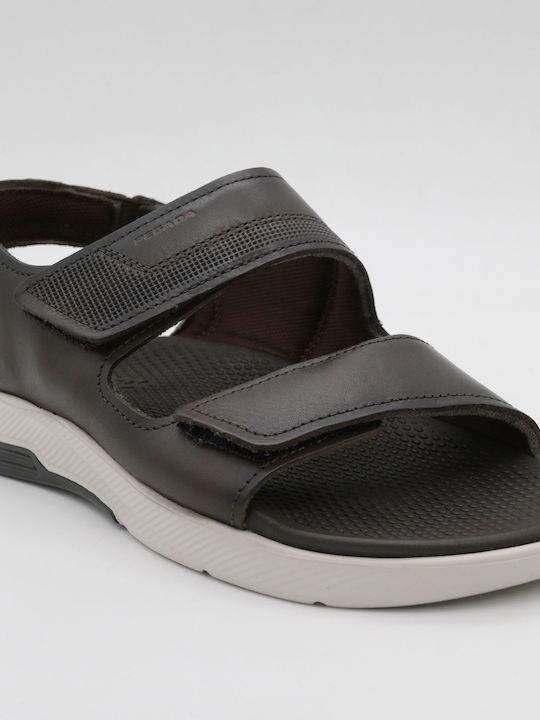 Pegada Leather Men's Sandals In Brown Color