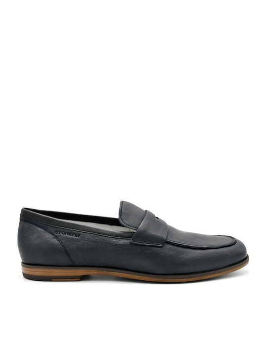 Steve 4 Leather Men's Loafers in Blue Color