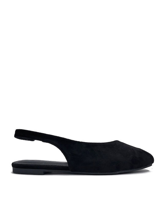 Suede Women's Ballerina Shoes Slingback in Black Colour