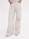 High Rise Women's Jean Pants in Wide Leg Style Ecru