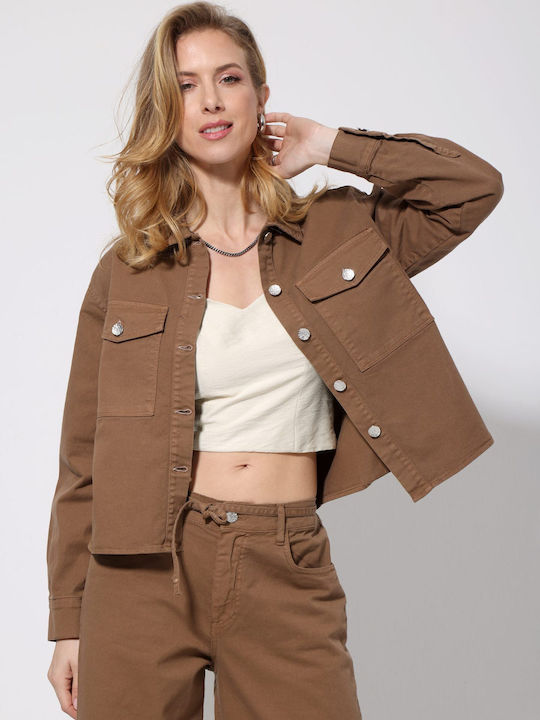 Kurzes Damenjacke Für Winter Schokolade