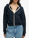 'Essential Logo' Women's Hooded Sweatshirt Cardigan Blue