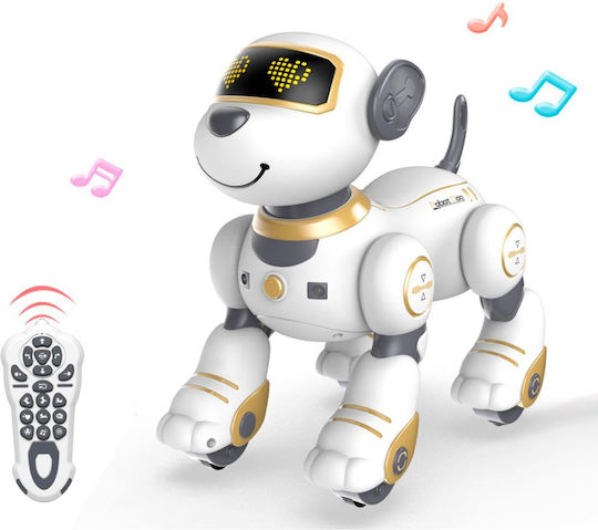Techkidz Remote Control Animated Dog Sound Light Effects Marcus Model White Yellow