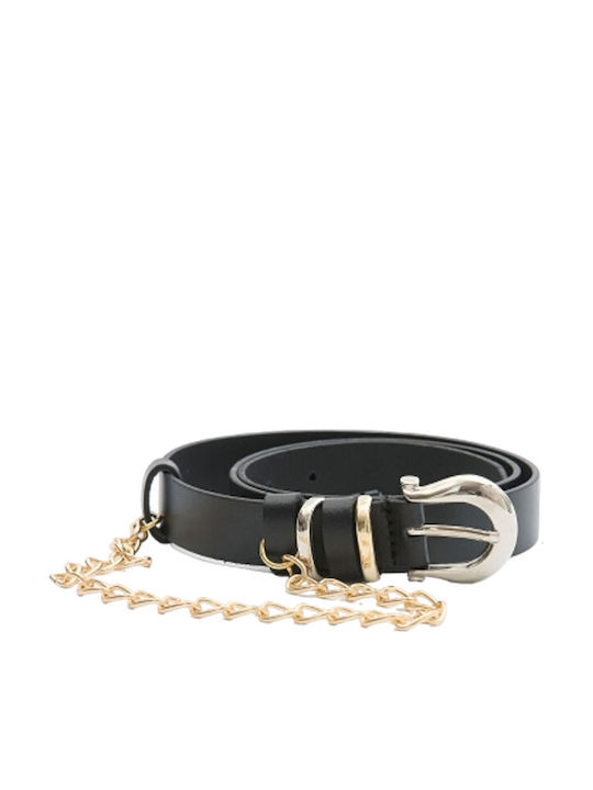 Leather Women's Chain Belt Black