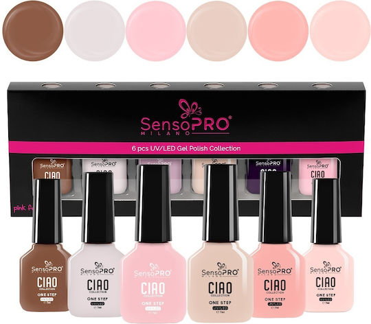 Set 6 Ciao One Step 7ml Ojă Pentru Unghii Cu Gel Semi-permanent Sensopro Milano Nude Grace