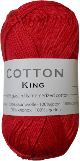 Knitting Yarn Cotton King 100% Cotton 50 Grams 125 Meters Red 0162