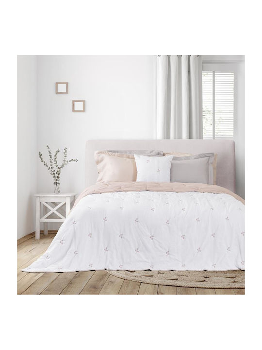 Nima Σετ Κουβερλί Ημίδιπλο Microfiber White-pink 180x240cm