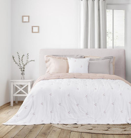 Nima Coverlet Set Microfiber White-Pink 180x240cm