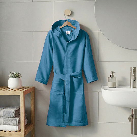 Beauty Home Bathrobe Teen Hooded Dynamic Art 3472 Blue 12-14 Years
