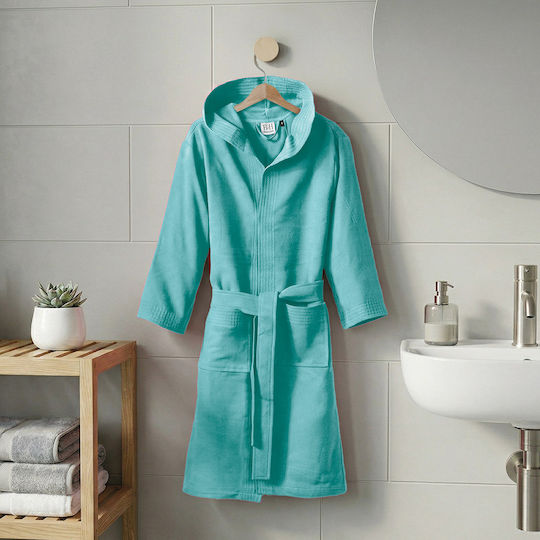 Beauty Home Teen Bathrobe Hooded Dynamic Art 3470 Petrol Blue 12-14 Years