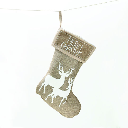 Christmas Decorative Sock with Reindeer L47xW26cm Red