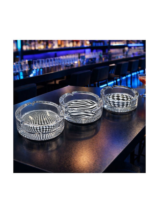 Σταχτοδοχείο Τσιγάρου Γυάλινο 10.5x4cm Black White Checkered 6 Τεμαχίων Forhome 55644 Home
