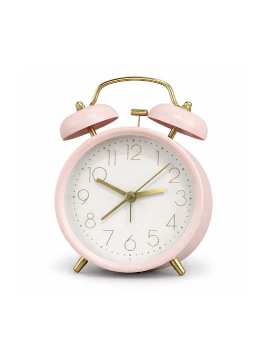 Alarm Clock Metal Silent Retro Pink Matte Colour 9.8x5.8x13.5cm Ankor Pc