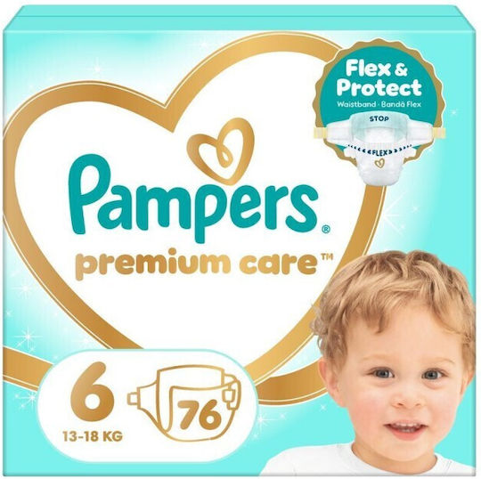 Pampers Памперси с Лента Premium Care No. 6 за 13-18 кг 76 Брой