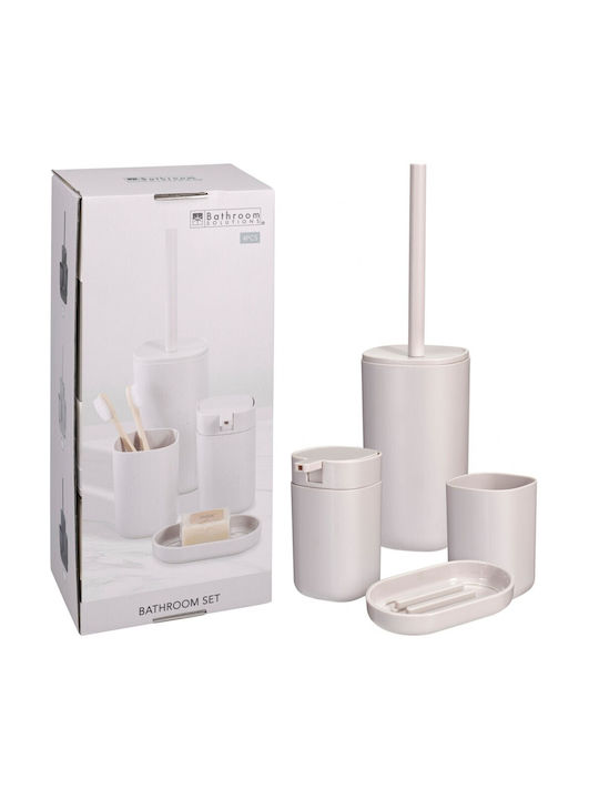 Excellent Houseware Σετ Αξεσουάρ Μπάνιου Πλαστικό Λευκό 4τμχ
