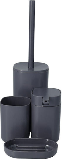 Excellent Houseware Badezimmerzubehör-Set Kunststoff Grau 4 Stück
