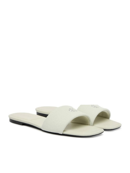 Calvin Klein Leather Women's Flat Sandals Beige