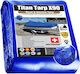 Boat Cover 10x15 150m² 90gr Gsm Dalimond Titan X90 Blue Rings Every 50 Cm