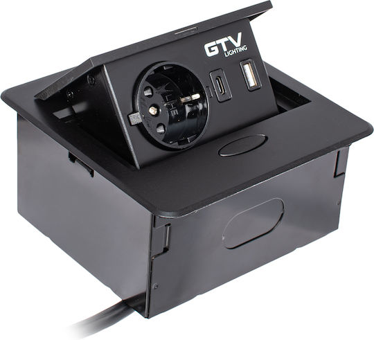 Канален Разклонител За Вграждане 1 Гнездо Usb A+C Кабел Черен Gtv Avaro