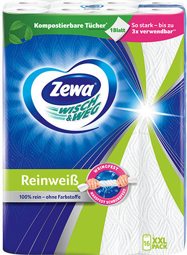 Zewa Wipe Go Pure White Strong Кухненска Хартия Xxl Опаковка 16 Рола Х 45 Листа