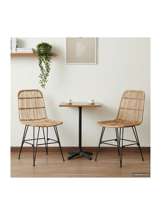 Metallic Dining Chairs Natural 2 Pieces 41x55x85 cm