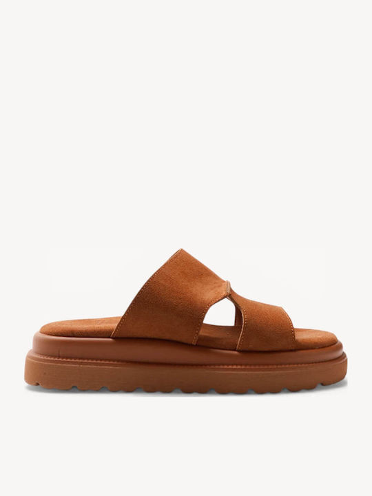 Тютюневи Кожени Flatform Сандали С Широки Каишки