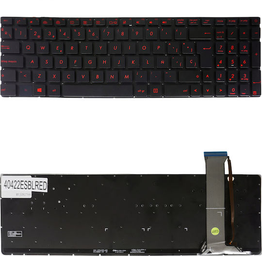 Spanish Laptop Keyboard For Asus Rog Gl552 Gl552vm Gl752 Gl752vw Gl771 Gl771jm 90nb07z1-r31ge0 90nb07z1-r31fr0 0knb0-662cus00 Es Without Frame Backlit Black Red Keys Code 40422esblred