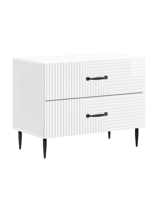Κομοδίνο Ξύλινο με Μεταλλικά Πόδια Λευκό 62x34....